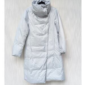 Donna Karan NY Blue Down Puffer Diagonal Front Long Jacket, size S